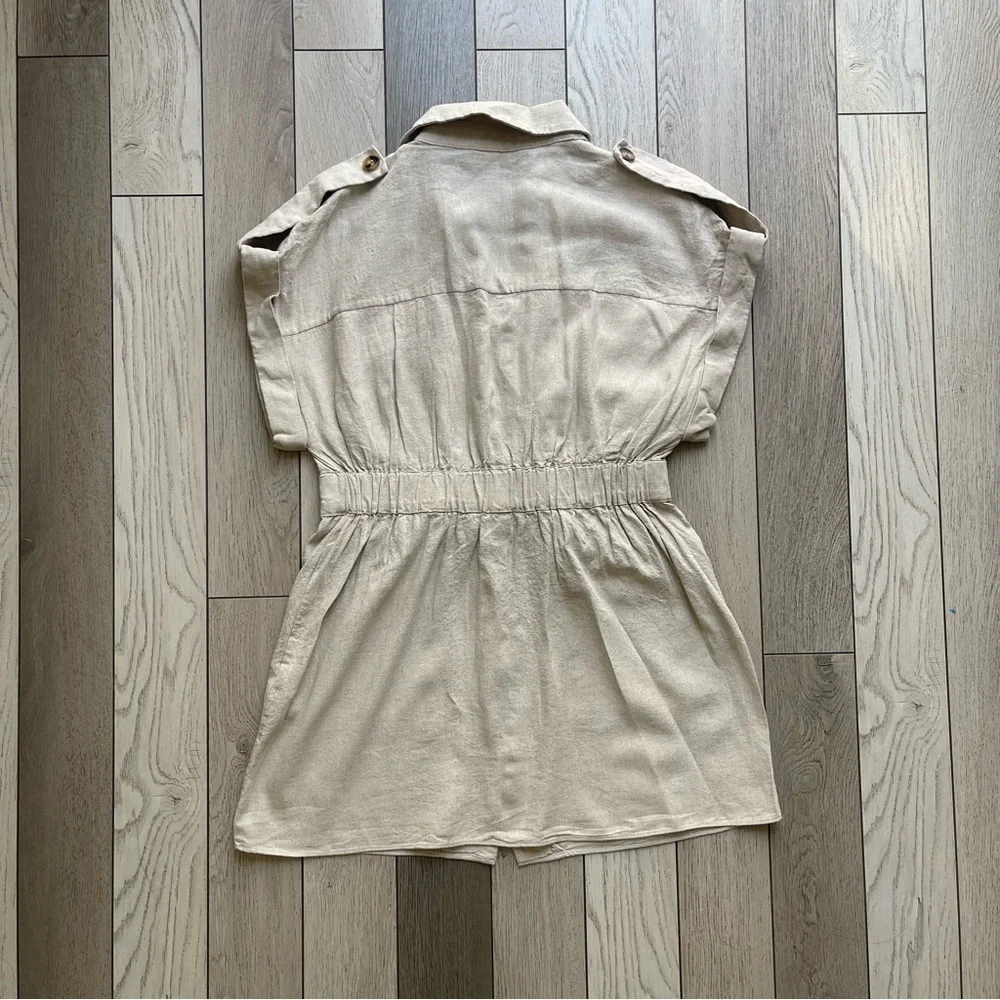 Zara linen Tan shortsleeve cargo dress
